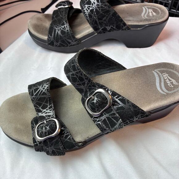 Dansko Sophie Slide Leather Slip On Sandals Women 39 8.5-9 Sparkle Buckle Cobweb - Picture 8 of 12